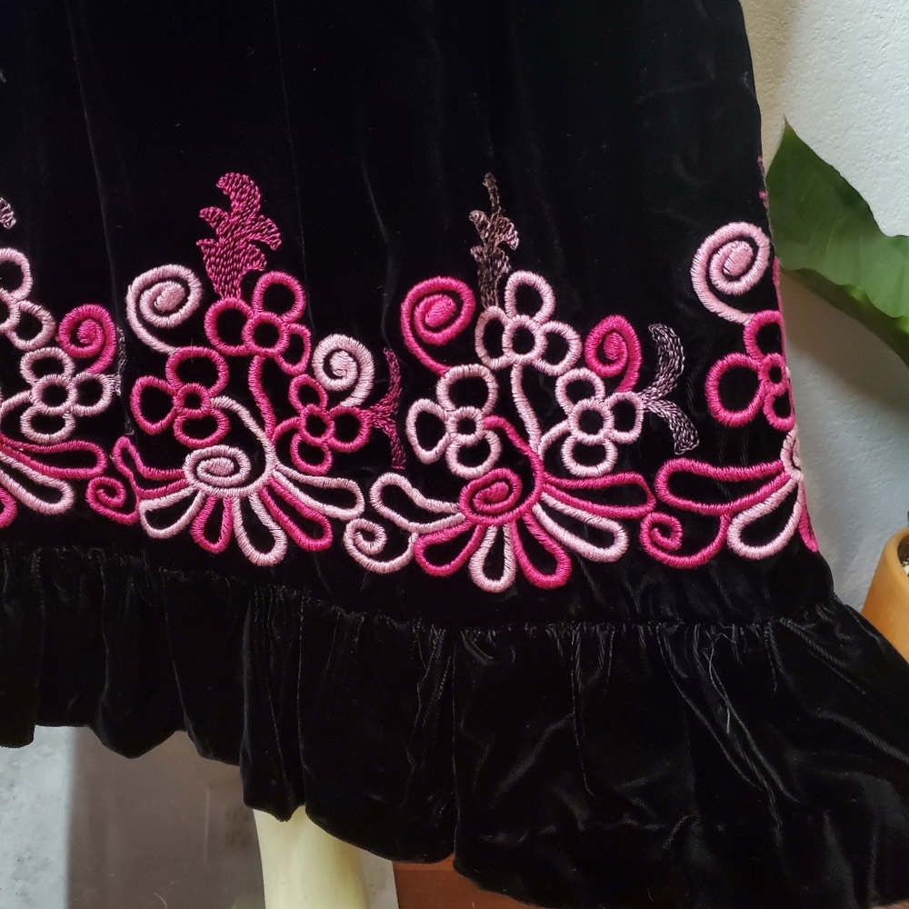 Vintage 70s Vicky Victorian Velvet Dot Dress - Picture 5 of 11